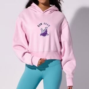 Raw Gear Women's Pink Embroidered Logo Cropped Hoodie Size Small